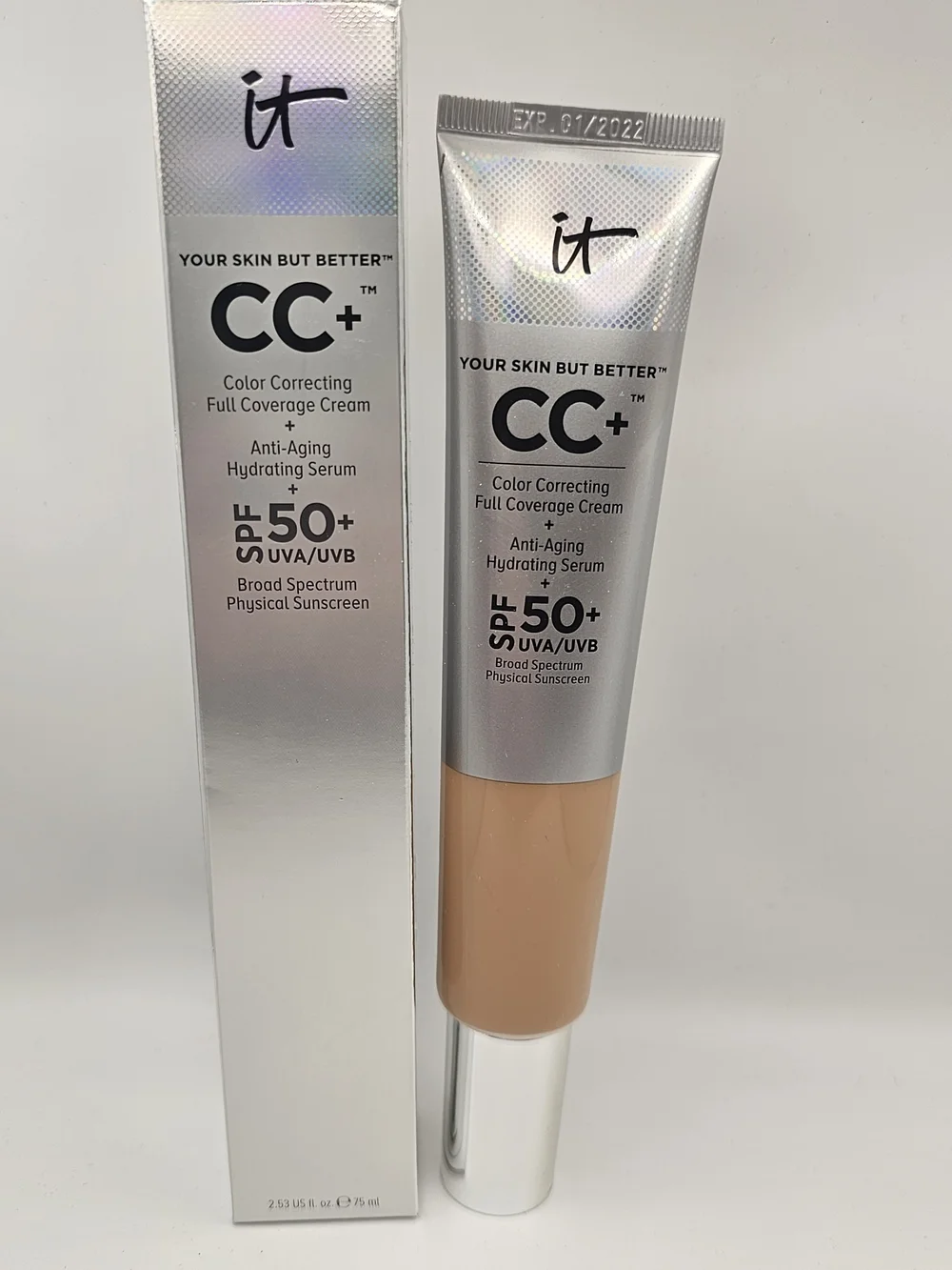 NEW JUMBO SIZE IT Cosmetics CC+ Full Coverage Cream SPF 50 Light Medium 2.53 oz
